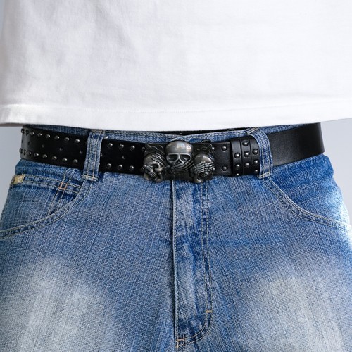 Y2k triple skull studded - y2k, black